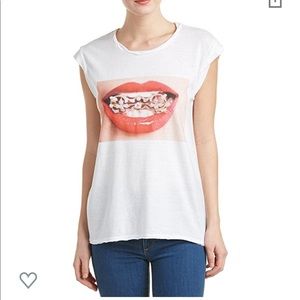 Pam & Gela L red lips tee T-shirt white